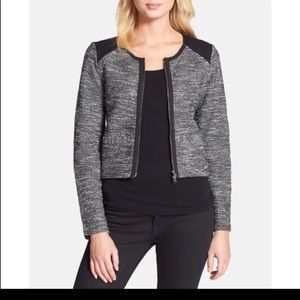 Eileen Fisher Black Gray Tweed Blazer Jacket